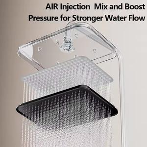 Dual Handle Brass <b>Chrome</b> Rain Shower Faucet Slide Bar Soft Gun Grey <b>Polished</b> Ceramic Valve Multifunctional Pressurized Metered - Product Image 4