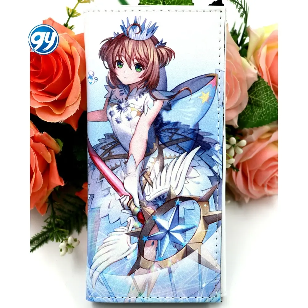 Anime Card Captor Sakura uzun cüzdan kadın bozuk para cüzdanı kart tutucu çanta