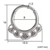 Anneau de septum en acier chirurgical en forme d'éventail avec dentelle, anneau segmenté articulé, anneau de nez, boucle d'oreille pour cartilage et daith, bijou de piercing unisexe