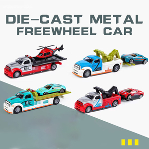 Juguete de Camión y Remolque 2 en 1, Modelo de Coche Retro de Simulación, Juguete de Vehículo de <span class=keywords><strong>Transporte</strong></span> Plano de Metal Fundido a Presión - Product Image 2