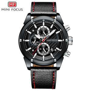 MINI FOCUS 0161G Montre à quartz chronographe multifonctionnelle étanche lumineuse avec bracelet en cuir sport de luxe pour hommes - Product Image 4