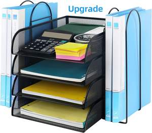 Ensemble d'organisateurs de bureau pour la maison et l'école, 6 pièces, porte-stylo en maille métallique et porte-documents, accessoires de rangement pour le bureau - Product Image 6