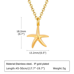 Colgante de Estrella de Mar Grueso de Acero Inoxidable Pulido con Baño de Oro de 18K, Estilo de Moda Casual para Uso Diario en la Playa, Regalo Ideal - Product Image 6