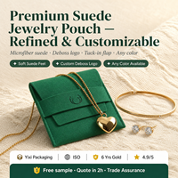 Pochette à bijoux en microfibre de luxe personnalisée avec logo imprimé pour boucles d'oreilles, mini sac à bijoux en suède pour boucles d'oreilles et bagues, vente en gros
