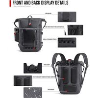 Sac à dos étanche 35L à coutures soudées, en toile PVC500D à grain de carbone, avec fermeture Roll Top et système MOLLE, pour camping, moto et équipement étanche