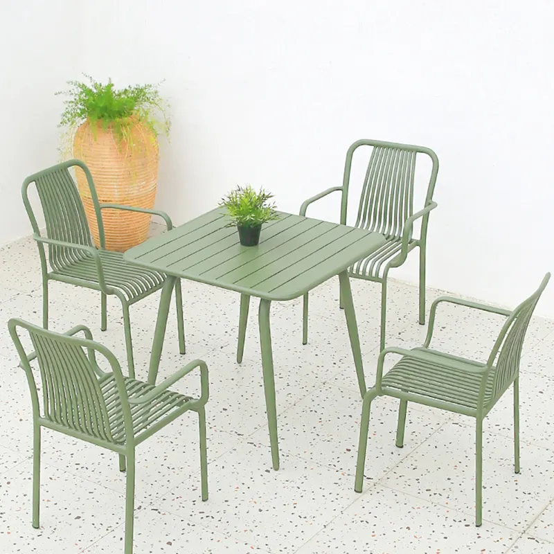 Aluminum patio rattan chair luxury furniture rattan weaving backrest chairs outdoor dining set