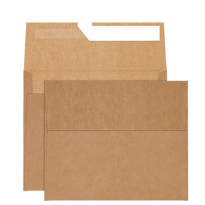 Enveloppes en papier kraft brun écologiques avec logo personnalisé, gaufrage et fermeture autocollante, pour cadeaux et artisanat, papeterie de bureau - Product Image 1