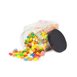 250Ml 350Ml 550Ml 600Ml 1000Ml Bpa içermeyen konteynerler Pet gıda depolama şeker paketleme için kapaklı temizle çerez şeker yuvarlak kavanoz