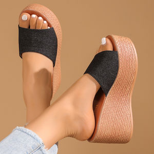 Sandalias de Plataforma para Mujer 2025, Chanclas de Verano, Estilo Europeo Americano, Talla Grande, Punta Redonda, Chanclas con Brillantina - Product Image 4
