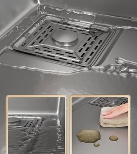 Évier de cuisine à montage encastré sous plan, grande cuve unique, en acier inoxydable SUS304 épaissi de 5 mm, motif météorite - Product Image 5