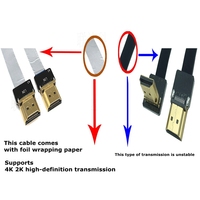 Kabel FFC Mini HDMI Pria Wanita, kabel FFC 90 derajat Raspberry Pi 4 FPV HDMI fleksibel sudut datar untuk elektronik konsumen