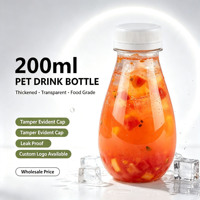 Bouteille de boisson en PET épaissi de 200 ml en forme de goutte d'eau avec bouchon inviolable, bouteille en plastique pour jus, thé au lait, yaourt