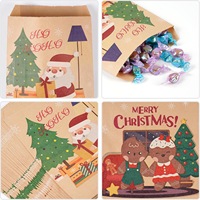 Sacs cadeaux en papier kraft brun de Noël, motifs Père Noël, rennes et pain d'épices, petits sacs d'emballage pour collations et bonbons, pour la décoration de Noël