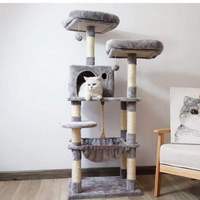 Tour à chat en sisal et peluche courte, colonne en sisal intégrée, tour à chat en bois à plusieurs niveaux, vente en gros par le fabricant