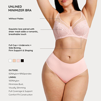 Soutien-gorge taille plus respirant à armatures et couvrance totale avec bonnets minimisateurs en dentelle non doublée, collection Wholesale Logo pour femmes de Waistdear