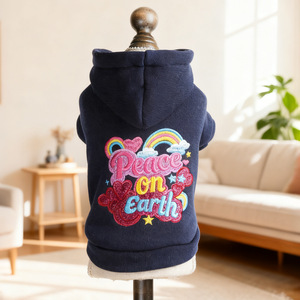 Ropa para Mascotas PETCIRCLE, Sudadera Cálida y Cómoda con Diseño de Arcoíris y Paz para Perros Pequeños y Cachorros, Otoño/Invierno - Product Image 5