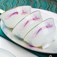 Service de table en porcelaine fine YanJun, design européen de luxe, motif ruban, compatible lave-vaisselle/micro-ondes/four, pour la maison, les dîners et les mariages