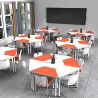 Mobilier portable bureau d'école avec roues Table mobile personnalisable en forme d'éventail réglable pliant pour étudiants ensembles d'école en bois
