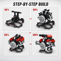 Kaiyu K96203 Ales, Juego de Bloques de Construcción con Luces LED, Motor LED, Coche V8 Electrónico para Niños, Juguete de Construcción Mecánica STEM
