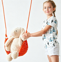 Fauteuil suspendu en maille plastique Ropecube Crochet Leaf - Hauteur réglable - Pour enfants - Utilisation intérieure/extérieure et en jardin