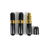 Flacon pulvérisateur de parfum portable en aluminium noir brillant à extrémités rondes de 10 ml, rechargeable