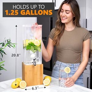 Nouveau distributeur de boissons en acrylique transparent de qualité supérieure fabriqué avec support en bois - Product Image 3