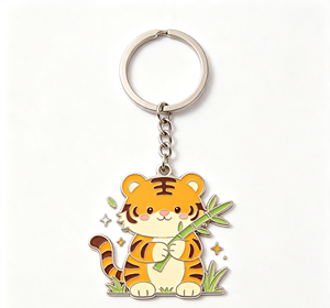 <b>Custom</b> Metal Enamel Tiger Key Chain Cartoon Pin Badges Silver Ring Chain Gift Accessory - Product Image 4