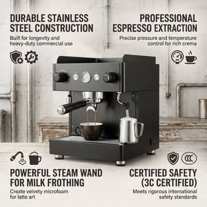 SY-108 Máquina de Café <span class=keywords><strong>Espresso</strong></span> Comercial Totalmente Automática de 19 Bares con Espumador de Leche de un Toque y Sistema de Autolimpieza para Cafetería - Product Image 2