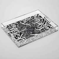 Plateau en acrylique transparent avec motif doré en calligraphie arabe