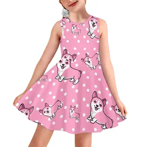 Print Animals Trendy Dress Kids For Girls Sleeveless Custom Summer Polyester Dresses Print On Demand Tank Top Dress Streetwear