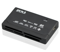 Mini-lecteur de cartes mémoire multi-cartes 6 en 1, lecteur de cartes SD/XD/MMC/MS/CF, USB, couleur argent et noir