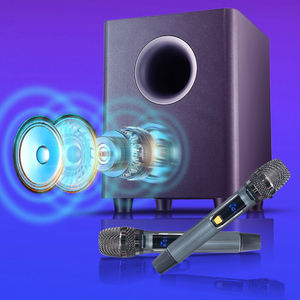 <span class=keywords><strong>Barre</strong></span> <span class=keywords><strong>de</strong></span> <span class=keywords><strong>son</strong></span> Samtronic pour téléviseur, système <span class=keywords><strong>de</strong></span> <span class=keywords><strong>son</strong></span> surround pour cinéma maison avec deux microphones sans fil - Product Image 5