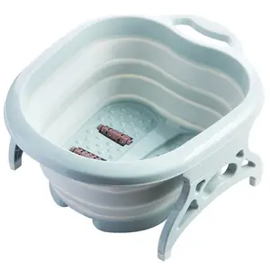 热可折叠足部护理滚筒足疗按摩水疗浴缸便携式足浴盆。