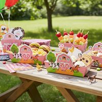 Décorations d'anniversaire sur le thème des animaux de la ferme en papier, fournitures de fête, bol à collation pour plateau de service d'anniversaire, vaisselle, décorations de carnaval