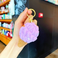 Cadeau en gros de porte-clés boule de crème glacée en peluche de fourrure de luxe pour les filles