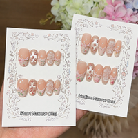 Faux ongles artisanaux 3D à pression, motif floral vintage, courts, moyens, ovales, vente en gros, ongles artificiels