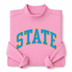 Sweat-shirt à col rond en chenille brodé sur mesure, style universitaire, avec design de lettres en relief pour les vêtements d'équipe universitaire - Product Image 3