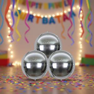Globos Metalizados Plateados 4D para Fiestas, 24 cm, 10 Pulgadas, Decoración para Fiestas de Cumpleaños Infantiles - Product Image 4