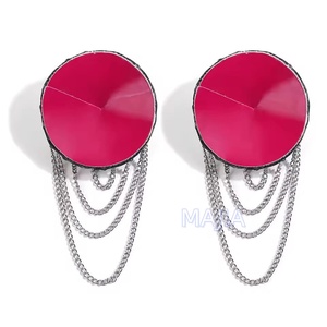 Cache-tétons réutilisables pour femmes, style punk, en acrylique, avec rivets métalliques, autocollants, en PU, sexy, noirs - Product Image 6