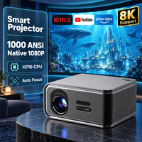 Proyektor 4k Android Smart Wifi 1000 Ansi Native 1080P Full HD Auto Focus Home Theater Proyektor Video Luar Ruangan