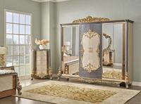 Meubles de chambre à coucher de luxe français, lits personnalisés avec sculpture européenne et feuille d'or, ensembles de lits en bois massif, design moderne, taille King, avec rangement