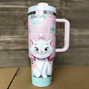 Factory Supply Custom Logo 40oz Stainless Steel Tumbler with Handle&<b>Straw</b> Rainbow Plated Powder Coated Travel Mug with Lid - Product Image 1