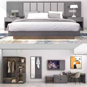 Inexpensive 3 Star Hotel Bedroom Set Complete Twin <b>Double</b> <b>King</b> Wood <b>Bed</b> Frame with Headboard Nightstand TV Cabinet Desk Wardrobe - Product Image 4