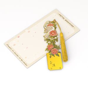 Marque-page créatif <span class=keywords><strong>en</strong></span> métal ajouré YEKO YF-W839, motif papillon/fleur, avec logo personnalisé, clip de lecture, petit cadeau culturel sur mesure - Product Image 6