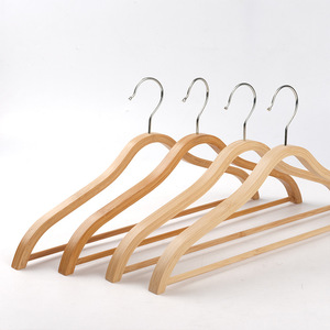 Bamboo Clothes <b>Hanger</b> Rectangle Shape Hook Type For Wardrobe Closet Hotel Clothing Store Use - Product Image 2