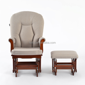 Fauteuil pivotant et inclinable en tissu avec base en bois pour chambre d'enfant et salon - Product Image 2