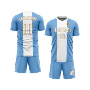 Ensemble maillot et short de football bleu clair et blanc – Tenue de performance pour l'entraînement en équipe, les matchs de ligue et le sport - Product Image 1
