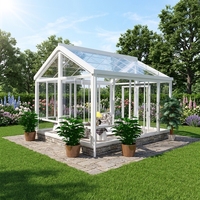Serre de jardin extérieure moderne en alliage d'aluminium et verre, toit incliné, verre trempé étanche pour maison résidentielle