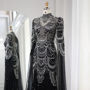 شارون قال SS145 أسود عربي مسلم فاخر دبي حورية البحر فساتين السهرة بورجوندي المرأة حفل زفاف حزب زائد حجم فستان حفلة موسيقية - Product Image 3