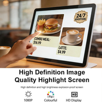 Écran numérique Android 21,5 23,8 27 pouces pour restaurant, support de table intérieur/extérieur, petit écran, menu numérique, panneau publicitaire vidéo mural